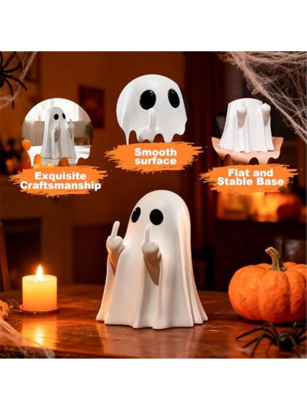 Halloween Ghost Figurine White Decorative Cute Finger Ghost Ornaments - Picture 3 of 6